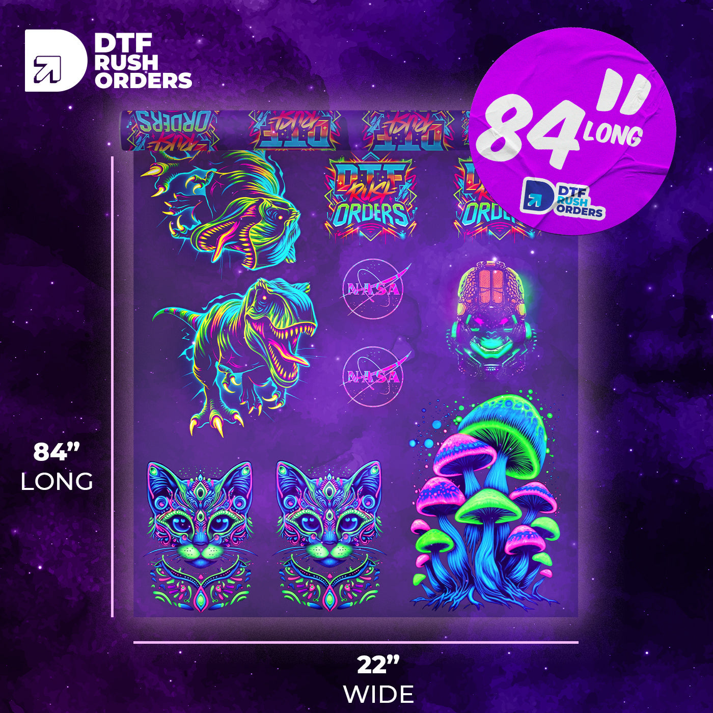 UV Reactive DTF Transfers